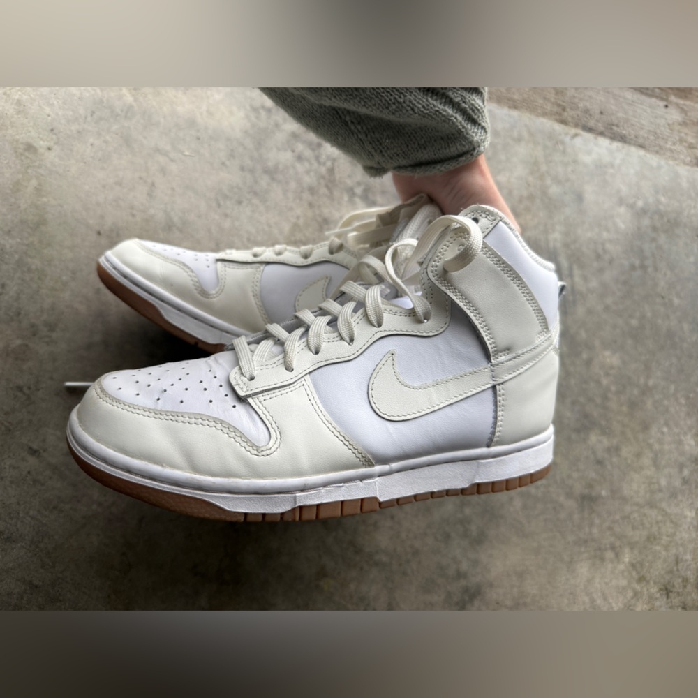 NIKE DUNKS White and Cream High-Top Sneakers